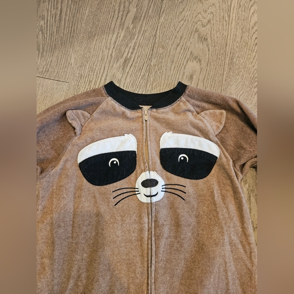 Bundle 5/$20. Carter's Brown Raccoon Footless Pajamas - Picture 2 of 5